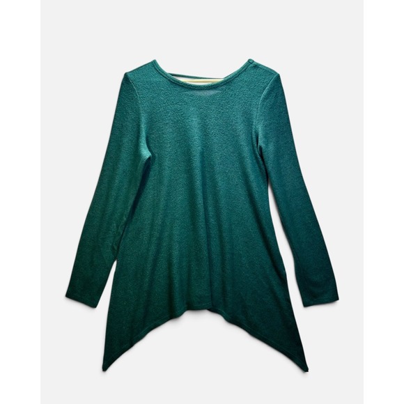 torrid Tops - Torrid Super Soft Plush Green Lace Up Back Sharkbite Tunic Top 00 M L